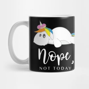 cute chubby lying Unicorn with donut on horn gift Mug